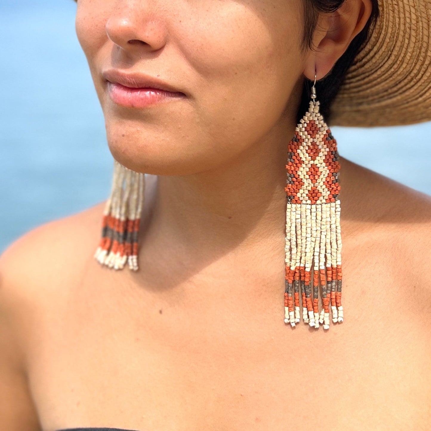 Woven Fringe Earrings - Rombo