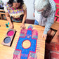 Beaded Tabard Poncho with Traditional Textile & Jade - Fuchsia Palopó