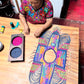 Beaded Tabard Poncho with Traditional Textile & Jade - San Juan Sunset
