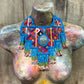 Statement Bib Collar, Precious Jade & Fringes, Adjustable - "Babero", Blues