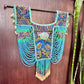 Beaded Tabard Poncho with Traditional Textile & Jade - Turquoise Serenade