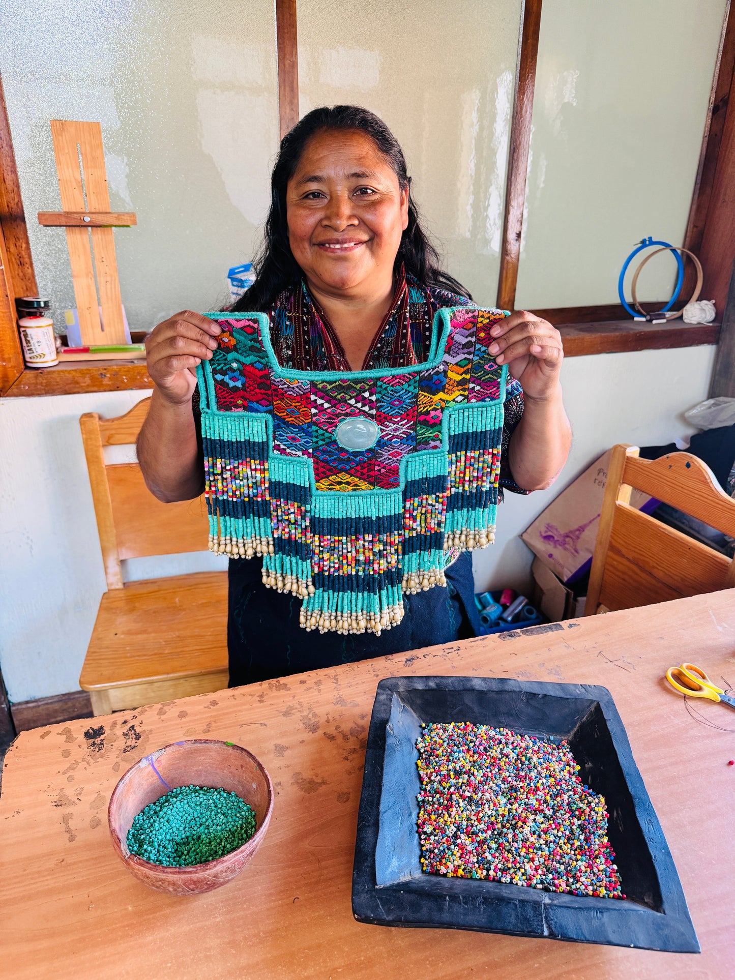 One-of-a-kind, Handmade Poncho with Authentic Guatemalan Jade & Vintage Chichi Textile  - Sacred Currents