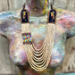 Two-piece Textile Necklaces, Adjustable - "Birds of Santiago", Neutrals