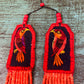 Two-piece Textile Necklaces, Adjustable - "Birds of Santiago", Vibrants
