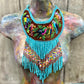 Embroidered Bib Collars with Fringes, Adjustable - "Birds of Santiago"