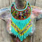 Embroidered Bib Collars with Fringes, Adjustable - "Birds of Santiago"