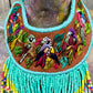 Embroidered Bib Collars with Fringes, Adjustable - "Birds of Santiago"