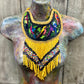 Embroidered Bib Collars with Fringes, Adjustable - "Birds of Santiago"
