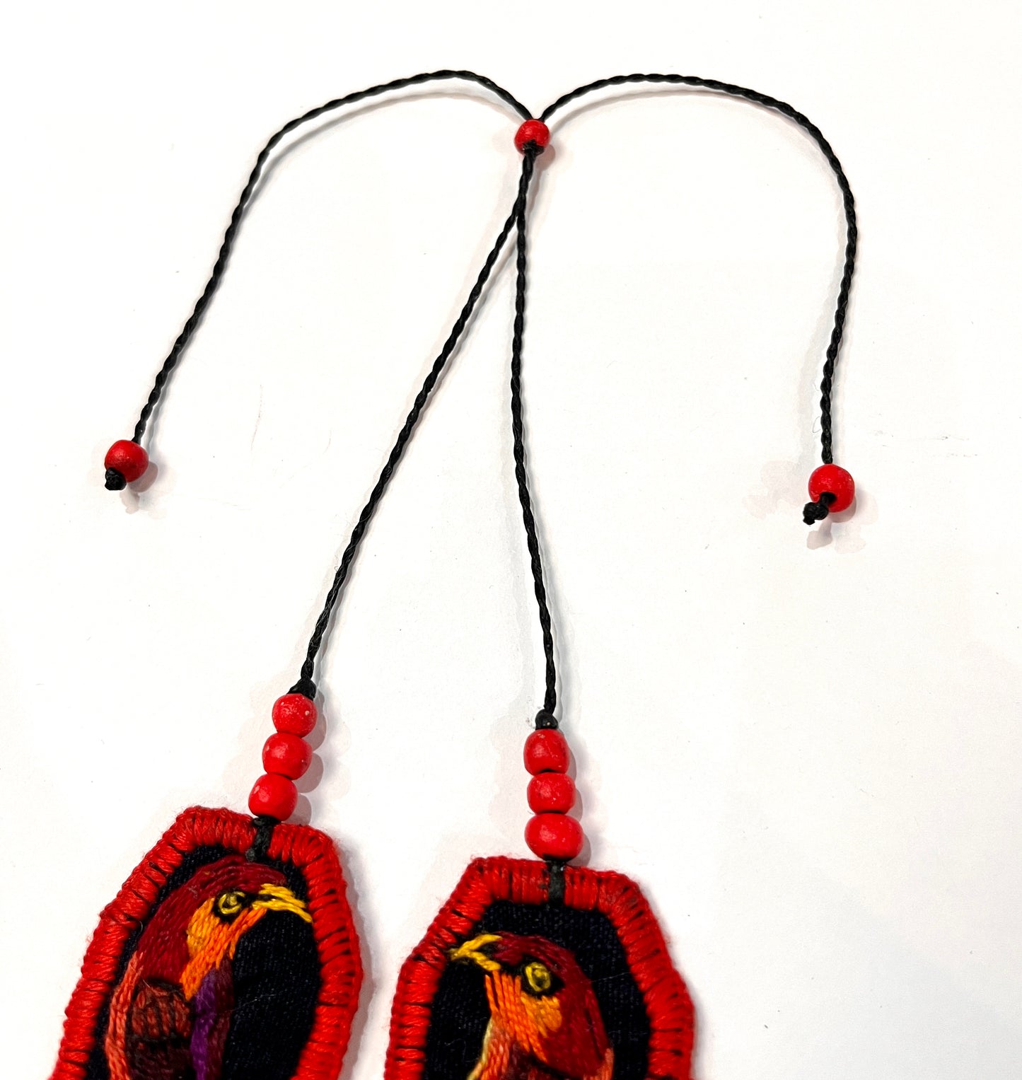 Two-piece Textile Necklaces, Adjustable - "Birds of Santiago", Vibrants