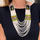 Two-piece Textile Necklaces, Adjustable - "Birds of Santiago", Neutrals