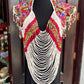 Textile Cape with Beaded Body Chains - "Huipil Capa", Floral
