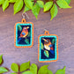 Artisan Guatemalan Embroidered Kingfisher Inspired Bird Earrings with Ceramic Clay Beads and Silver Hooks, orange