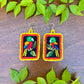Artisan Guatemalan Embroidered Parrot Bird Earrings with Ceramic Clay Beads and Silver Hooks, yellow