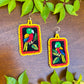 Artisan Guatemalan Embroidered Parrot Bird Earrings with Ceramic Clay Beads and Silver Hooks, yellow