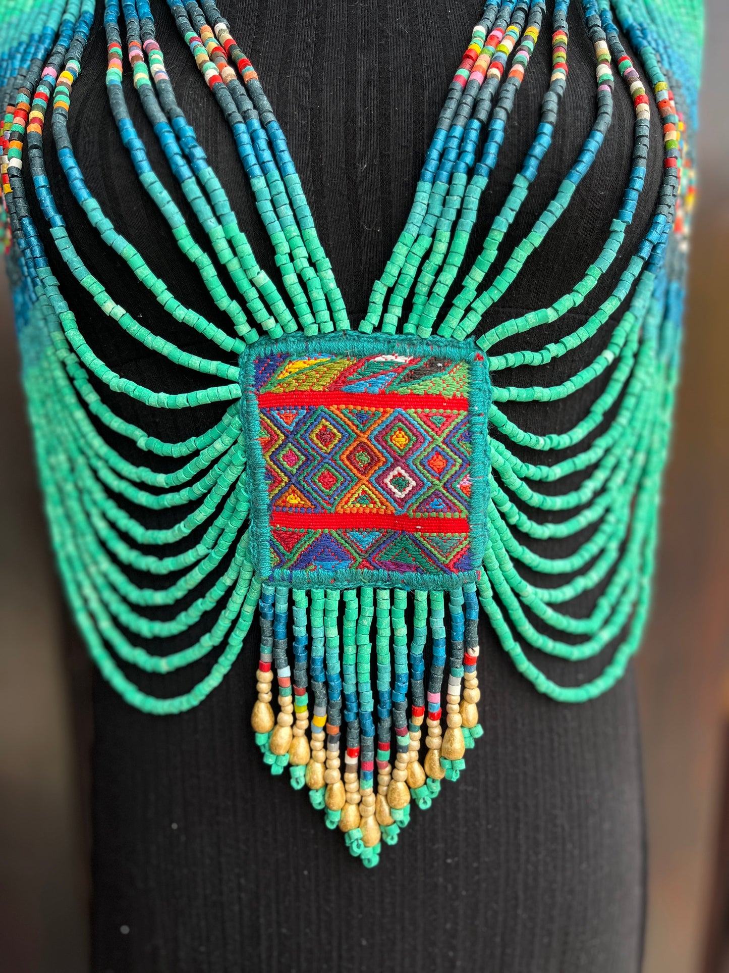 Body Jewelry with Beaded Chains - "Warrior", Turquesita