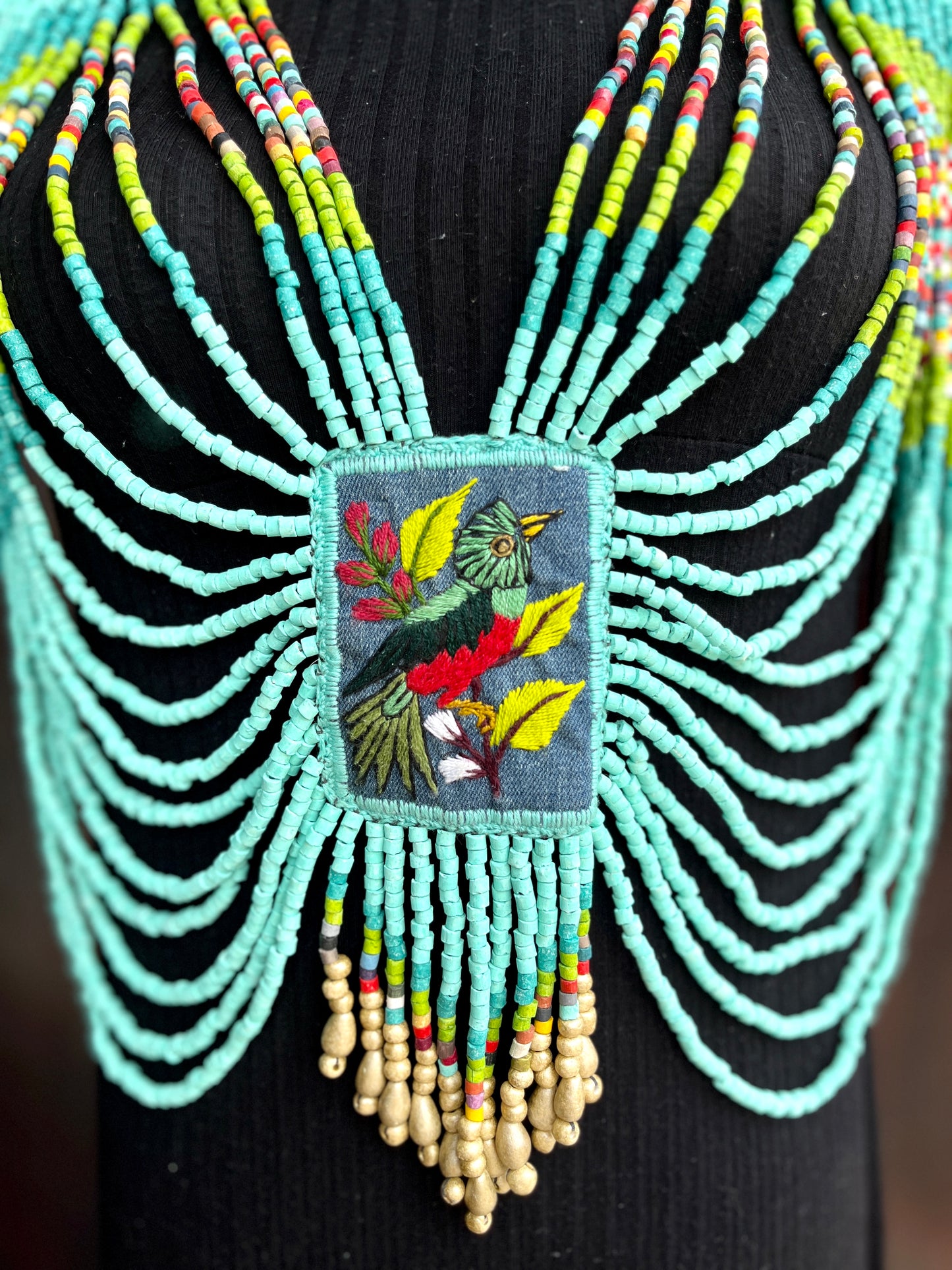 Body Jewelry with Beaded Chains - "Warrior", Isla de Pajaro