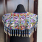 Textile Cape with Beaded Body Chains - "Huipil Capa", Purple Flora