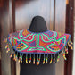Textile Cape with Beaded Body Chains - "Mola Capa", Navy/Green