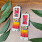 Guatemalan Mayan Textile Statement Earrings with Handmade Clay Beads, medium length, white rectangle