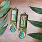 Handmade Beaded Earrings with Vintage Textile from Chichi and Clay Bead Drops, olive rectangle