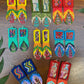 Handmade Beaded Earrings with Vintage Textile from Chichi and Clay Bead Drops, olive rectangle