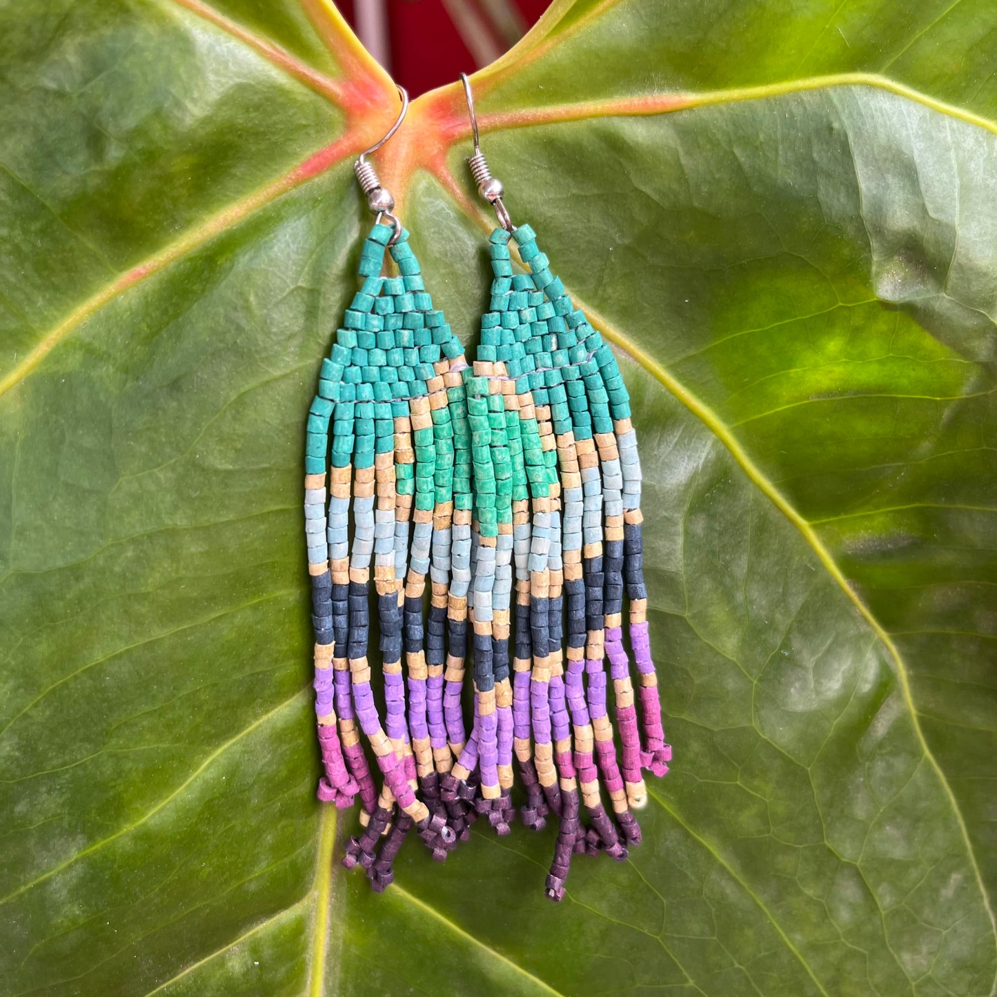 Ultra Lightweight Beaded Earrings in Picasso Inspired Design