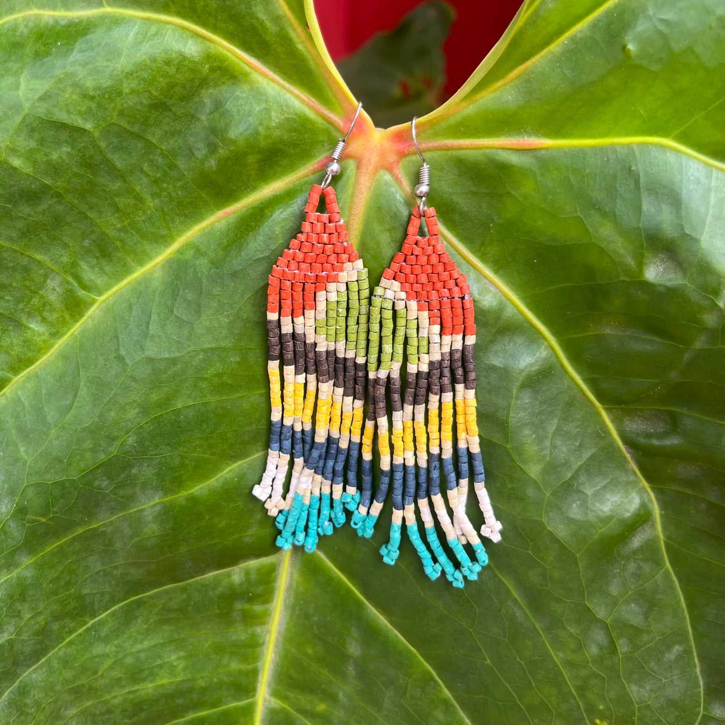Ultra Lightweight Beaded Earrings in Picasso Inspired Design