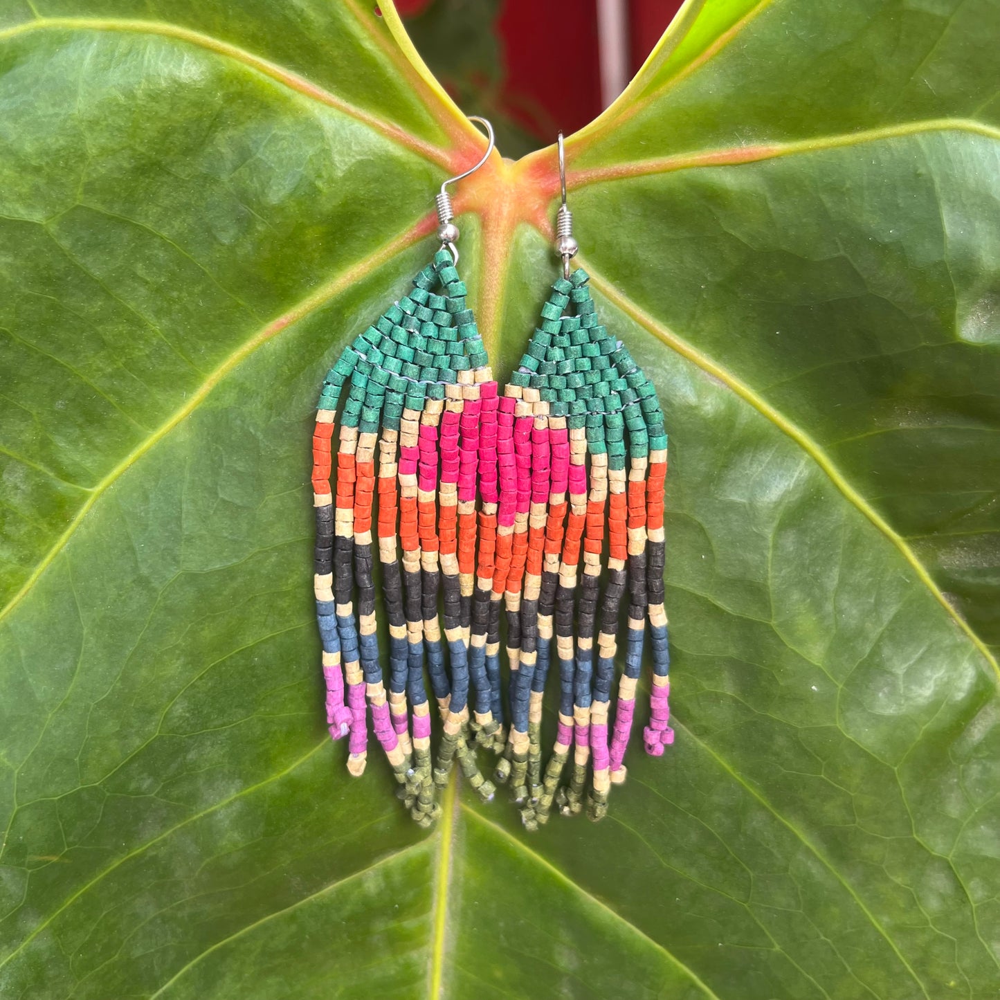 Ultra Lightweight Beaded Earrings in Picasso Inspired Design