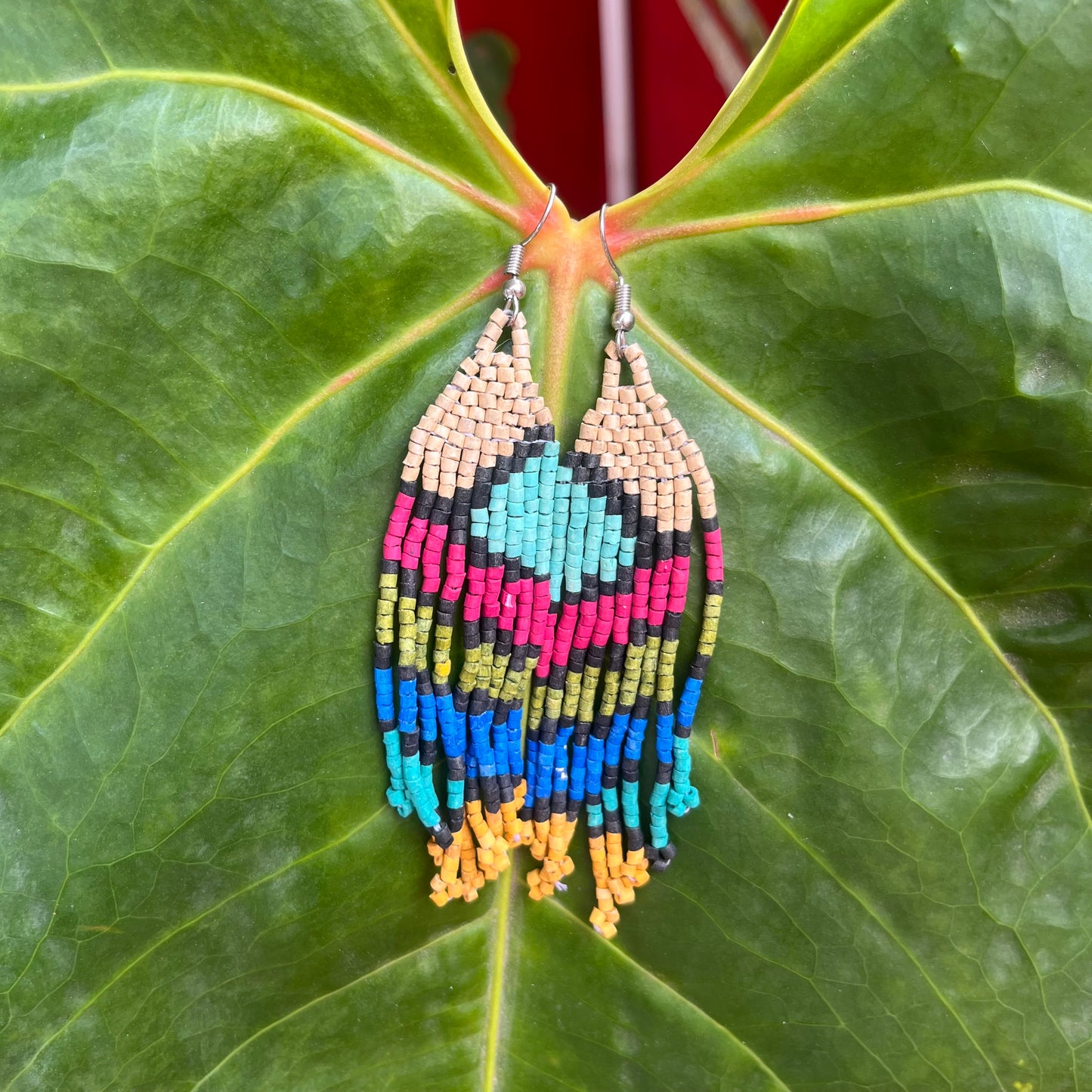 Ultra Lightweight Beaded Earrings in Picasso Inspired Design