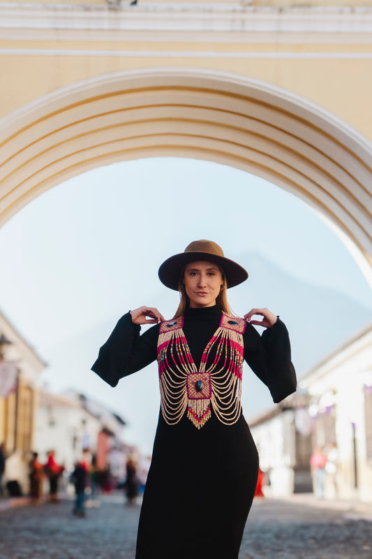 Ceremonial Body Jewelry Ethically Made for Festivals & Energetic Alignment – Warrior Goddess, Golden Fuchsia