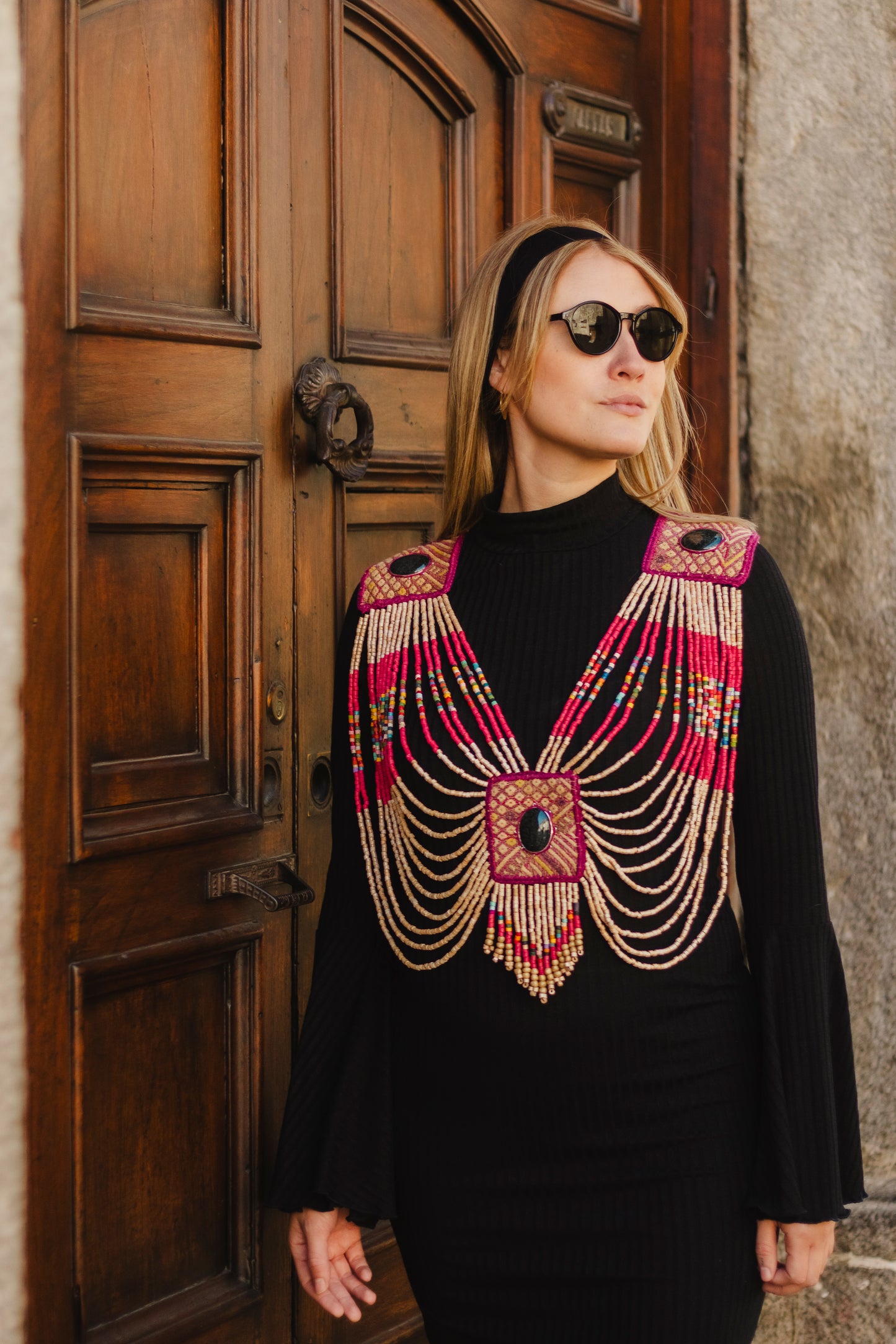 Ceremonial Body Jewelry Ethically Made for Festivals & Energetic Alignment – Warrior Goddess, Golden Fuchsia