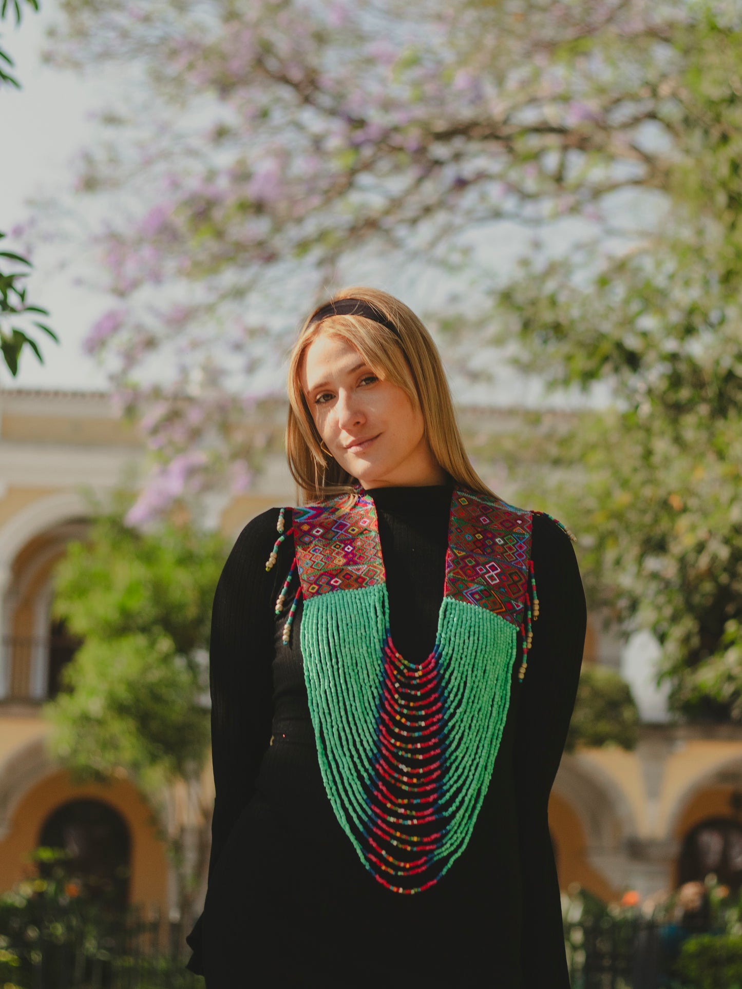 Ceremonial Shoulder Piece with Beaded Chains - Turquesa