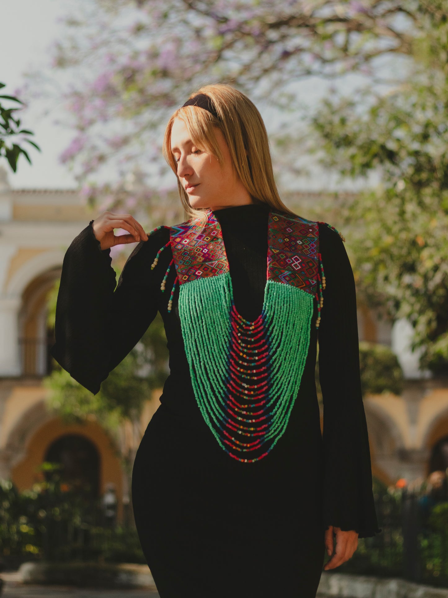 Ceremonial Shoulder Piece with Beaded Chains - Turquesa