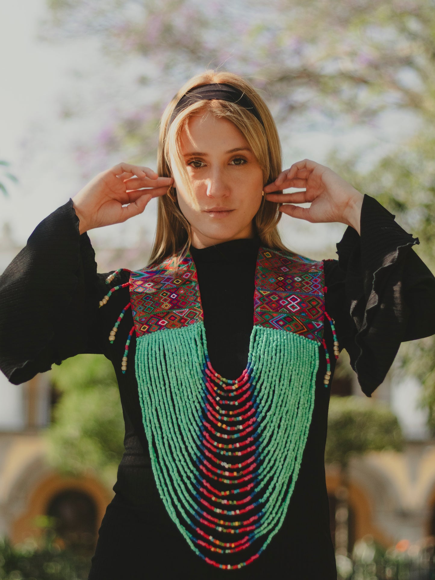 Ceremonial Shoulder Piece with Beaded Chains - Turquesa