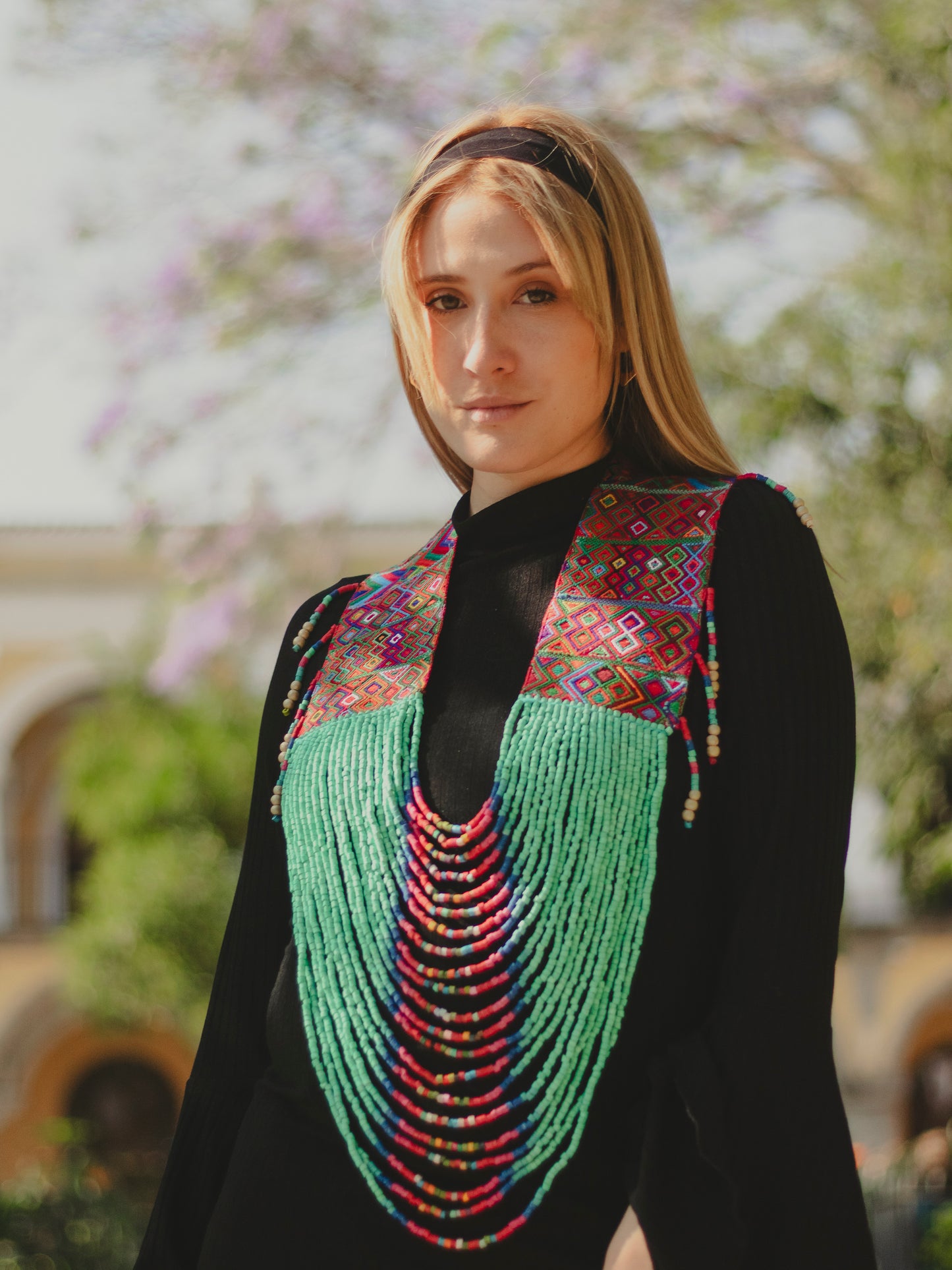 Ceremonial Shoulder Piece with Beaded Chains - Turquesa