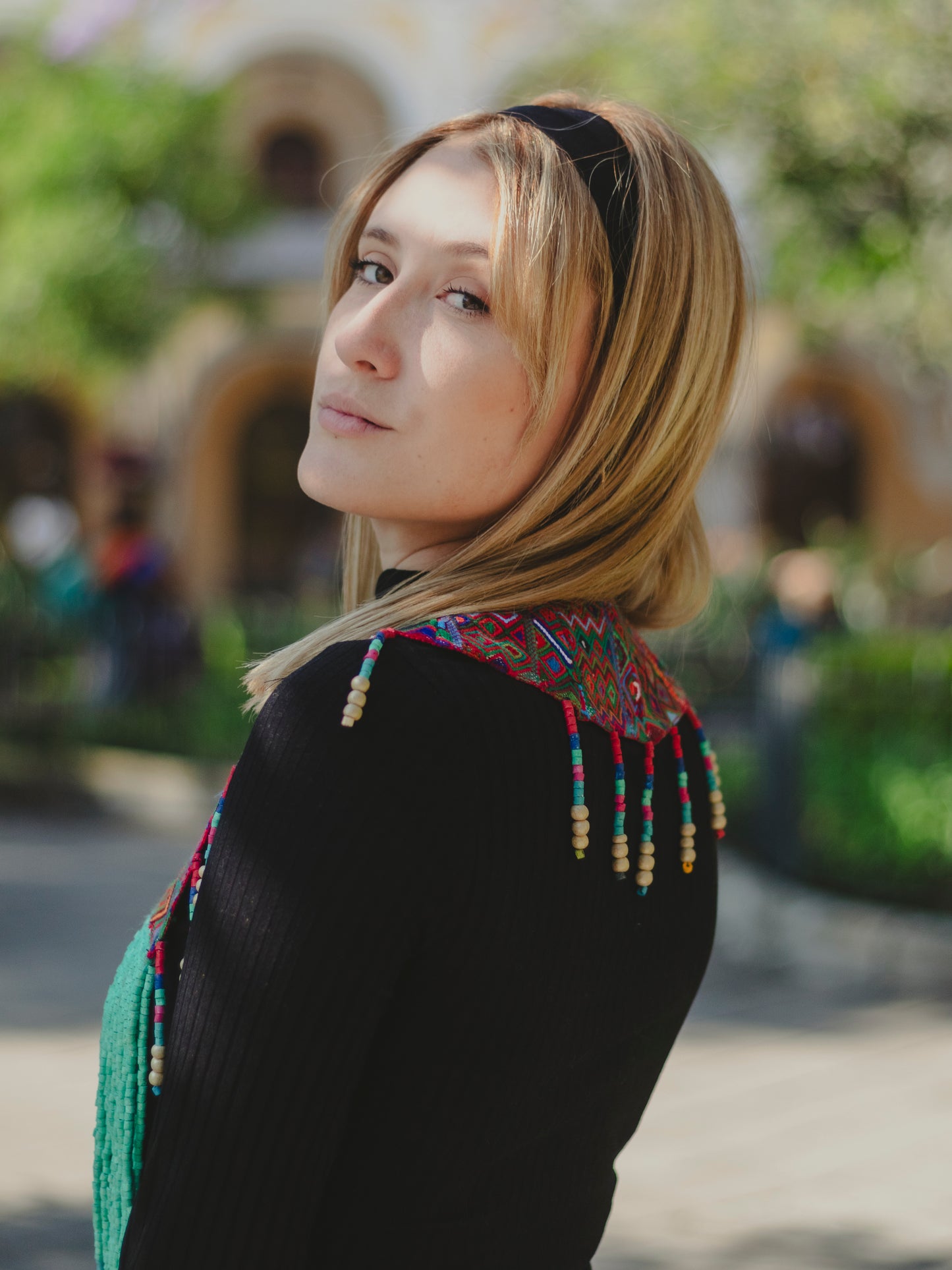 Ceremonial Shoulder Piece with Beaded Chains - Turquesa