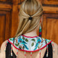 Ceremonial Shoulder Piece with Hand-Embroidered Birds - Stone Blue & Velvet