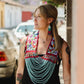 Ceremonial Shoulder Piece with Hand-Embroidered Birds - Stone Blue & Velvet