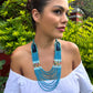 Two-piece Textile Necklaces, Adjustable - "Birds of Santiago", Vibrants