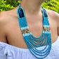 Two-piece Textile Necklaces, Adjustable - "Birds of Santiago", Vibrants