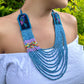 Two-piece Textile Necklaces, Adjustable - "Birds of Santiago", Vibrants