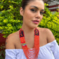 Two-piece Textile Necklaces, Adjustable - "Birds of Santiago", Vibrants