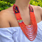 Two-piece Textile Necklaces, Adjustable - "Birds of Santiago", Vibrants