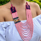 Two-piece Textile Necklaces, Adjustable - "Birds of Santiago", Vibrants