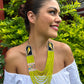Two-piece Textile Necklaces, Adjustable - "Birds of Santiago", Vibrants