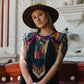 Beaded Tabard Poncho with Traditional Textile & Jade - San Juan Sunset