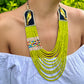 Two-piece Textile Necklaces, Adjustable - "Birds of Santiago", Vibrants