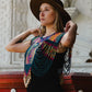 Beaded Tabard Poncho with Traditional Textile & Jade - San Juan Sunset