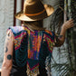 Beaded Tabard Poncho with Traditional Textile & Jade - San Juan Sunset