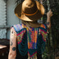 Beaded Tabard Poncho with Traditional Textile & Jade - San Juan Sunset